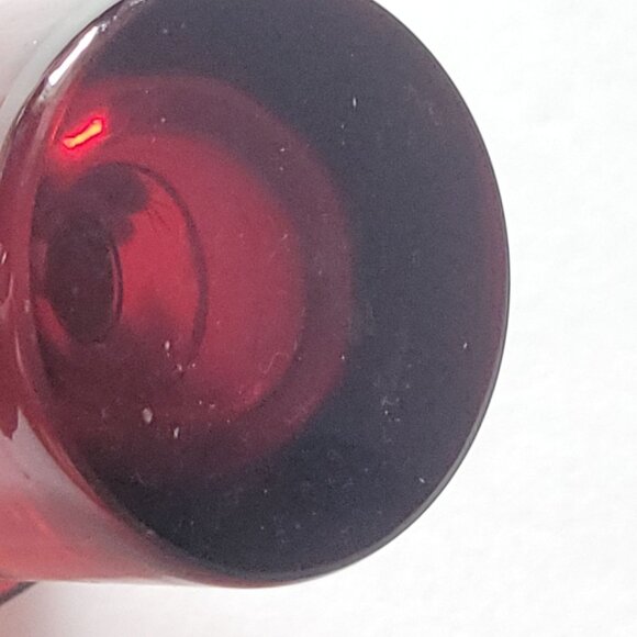 Vintage Red Glass Syrup Dispenser Condiment Jar Silver Hinged Lid Etched Floral - Picture 5 of 8